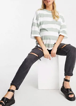 Черные джинсы в винтажном стиле с посадкой под животом и рваной отделкой Topshop Maternity-Черный цвет