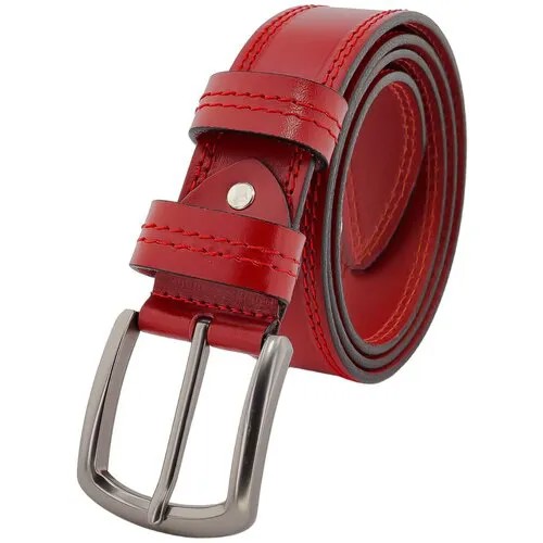 Ремень PREMIUM BELT, натуральная кожа, металл, подарочная упаковка, для мужчин, длина 140 см., красный