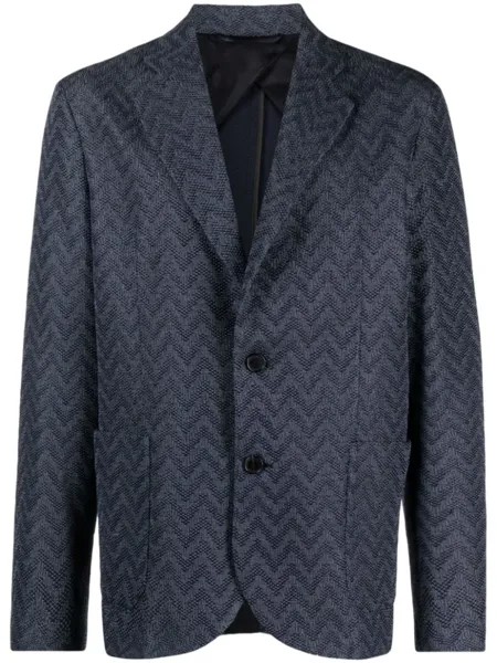Missoni однобортный пиджак  с узором зигзаг, синий