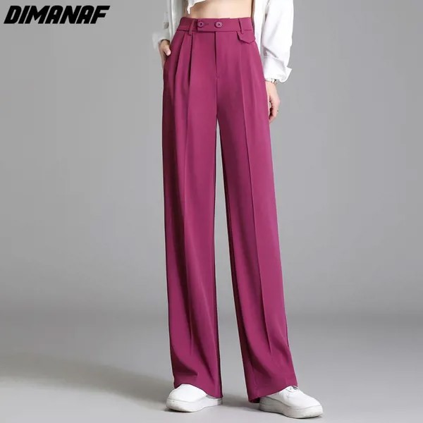 DIMANAF 2022 Большой размер Летние брюки Capris Высокая талия Женщины Свободные Повседневные Женщины Повседневный Розовый Черный Длинный Плюс Брюки Панталоны