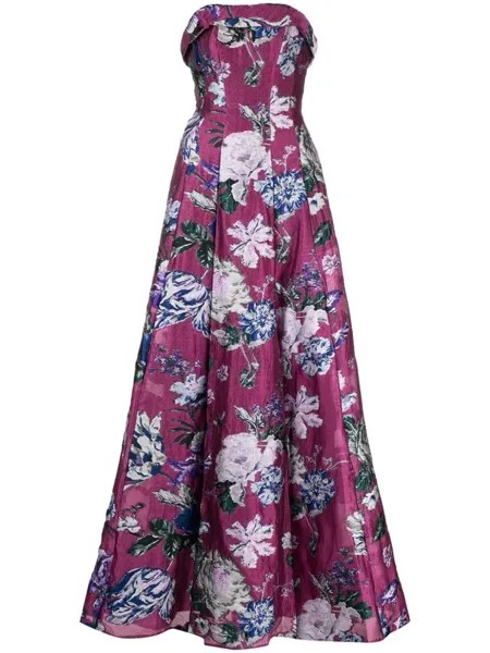 Marchesa Notte вечернее платье с цветочным принтом, розовый
