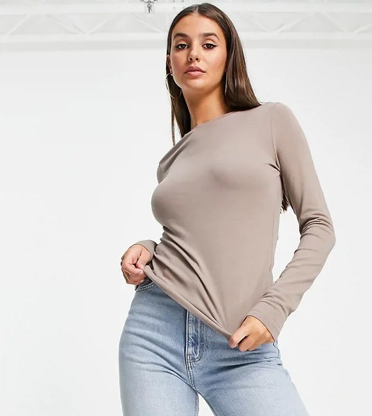 Лонгслив песочного цвета из смесового органического хлопка ASOS DESIGN Tall-Светло-бежевый цвет