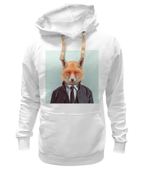Худи Printio Деловой лис белое 3XL