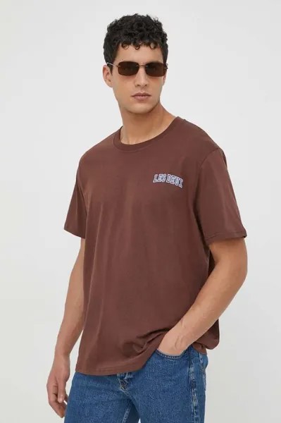 Хлопковая футболка Les Deux, коричневый