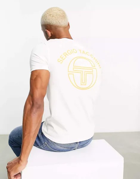 Кремовая футболка Sergio Tacchini Graciello с принтом на спине
