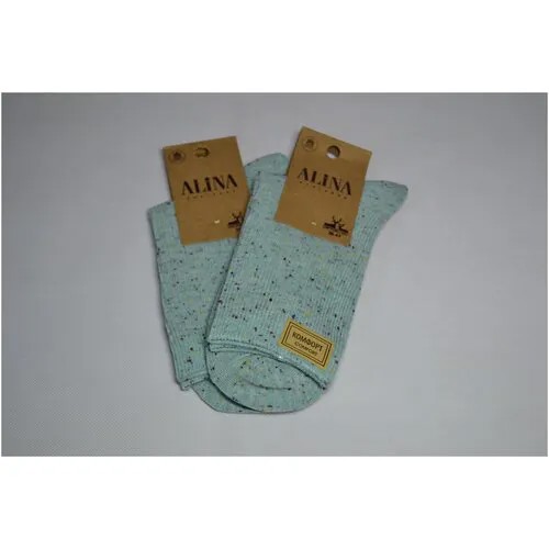 Носки Alina, 2 пары, размер 36-41, бирюзовый