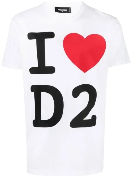 Dsquared2 футболка I Love D2 Cool с графичным принтом, белый