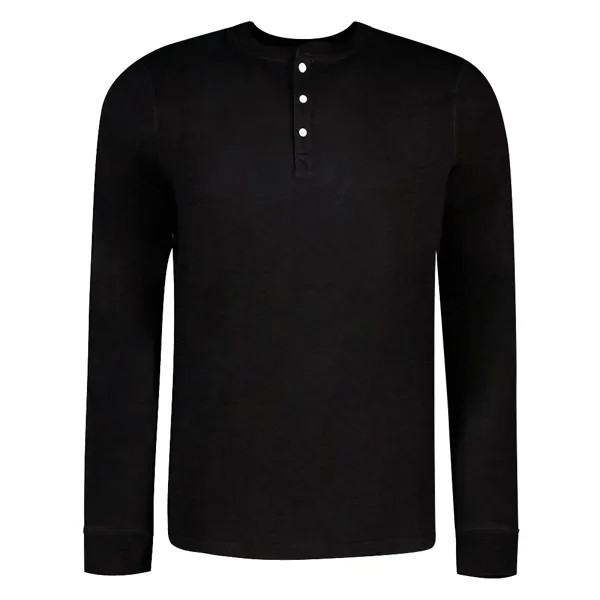 Футболка Superdry Henley Long Sleeve Round Neck, черный