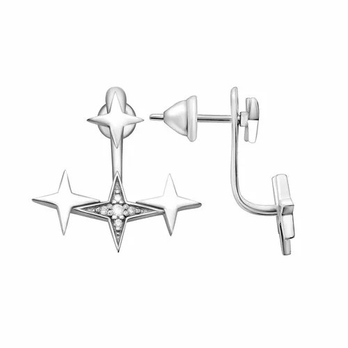 Серьги пусеты Яхонт, серебро, 925 проба, фианит, , бесцветный