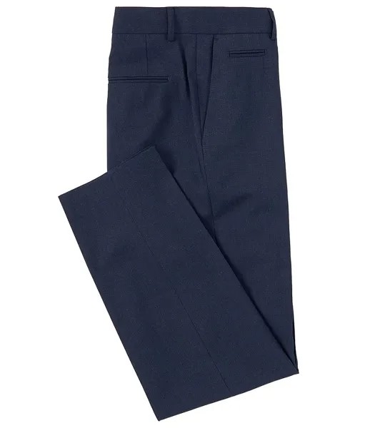 Однотонные классические брюки узкого кроя с плоской передней частью Hugo Boss, синий