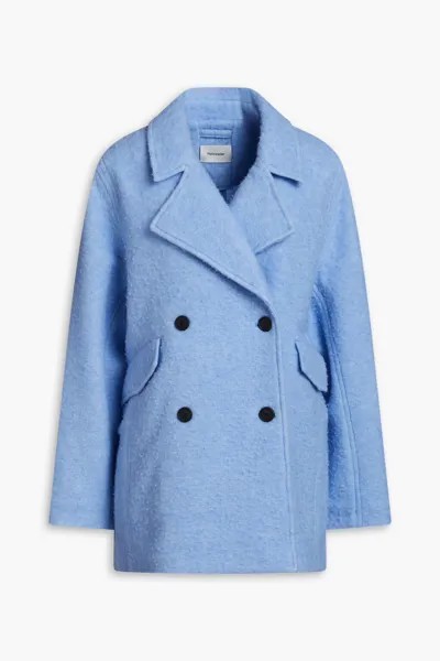 Двубортное пальто из смесовой шерсти Fozia букле Holzweiler, светло-синий