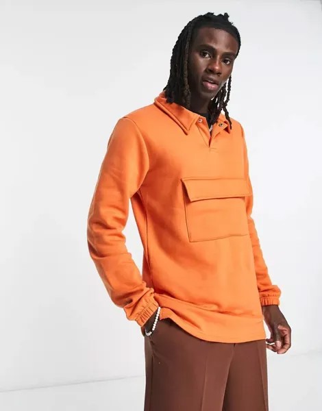 Оранжевая рубашка-поло с длинными рукавами Bolongaro Trevor