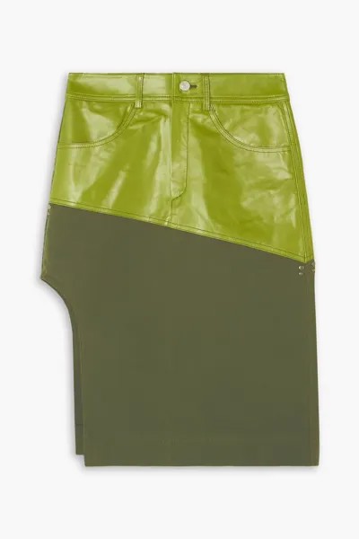 Асимметричная юбка Sevilla из твила из кожи и хлопка Andersson Bell, зеленый лайм