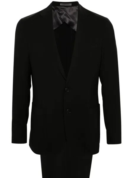 Костюм из вирджинской шерсти с однобортным пиджаком Corneliani, черный