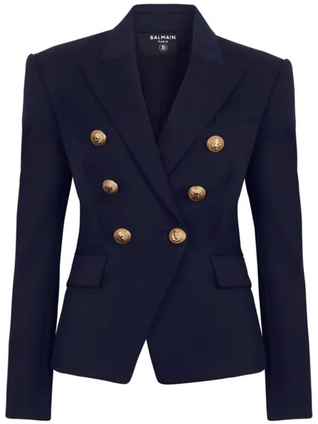 Balmain двубортный шерстяной пиджак, синий
