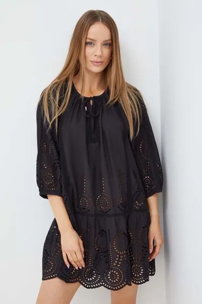 Хлопковое пляжное платье Ashley Melissa Odabash, черный