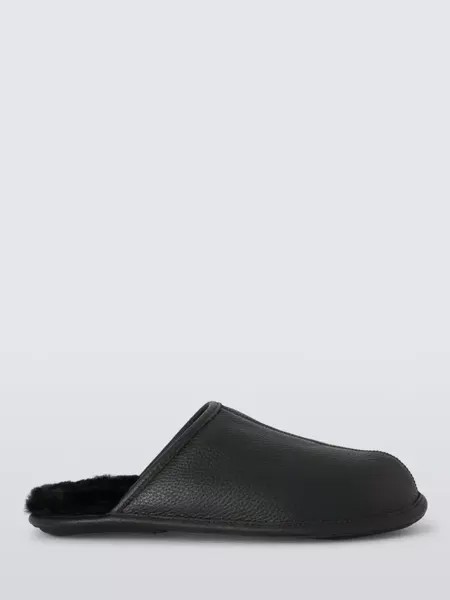 Тапочки John Lewis Leather Sheepskin, черный