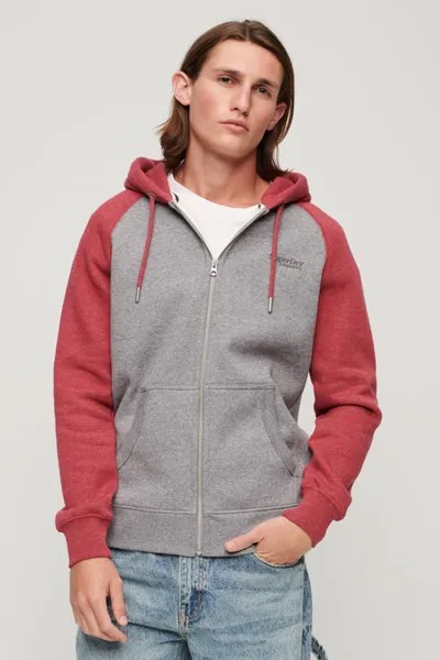 Худи Essential Baseball на молнии Superdry, красный