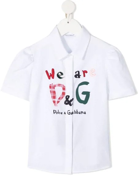 Dolce & Gabbana Kids рубашка с вышитым логотипом