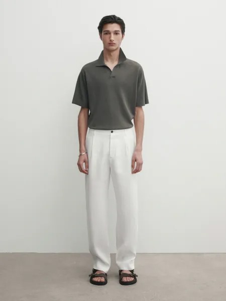 Трикотажная рубашка-поло с короткими рукавами Massimo Dutti, синий