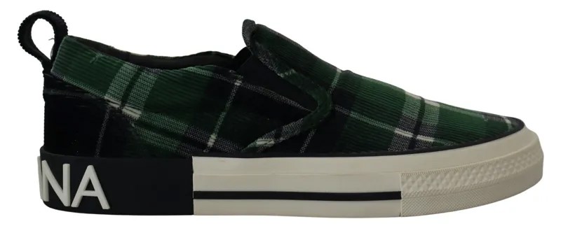 DOLCE - GABBANA Обувь Зеленые туфли на плоской подошве в клетку с логотипом Кроссовки EU42 / US9 700 долларов США