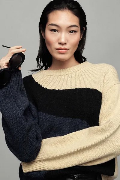 Вязаный пуловер Marimekko Kolonni Seireeni, черный мотив