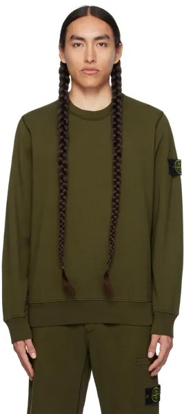 Толстовка цвета хаки с круглым вырезом Stone Island