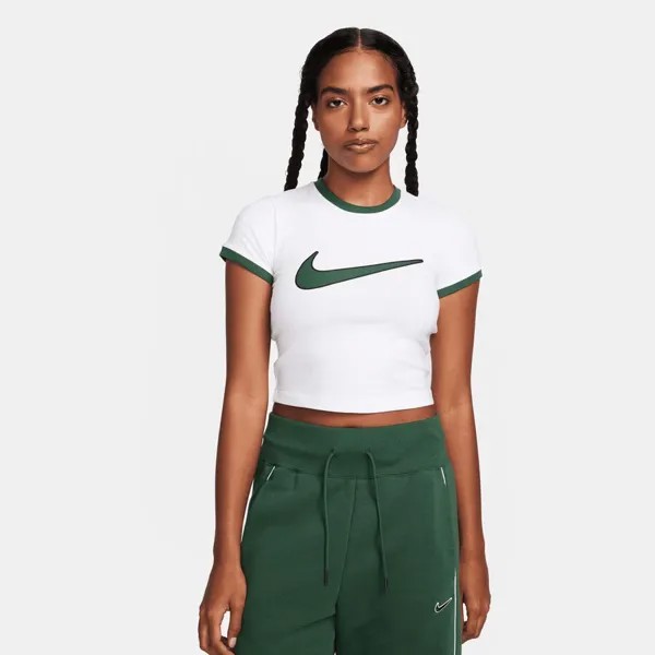 Спортивная футболка Swoosh NIKE, цвет white/fir