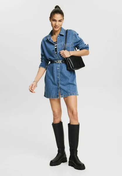 Джинсовое платье синего цвета средней стирки In Minilänge Esprit, цвет Blue Medium Wash