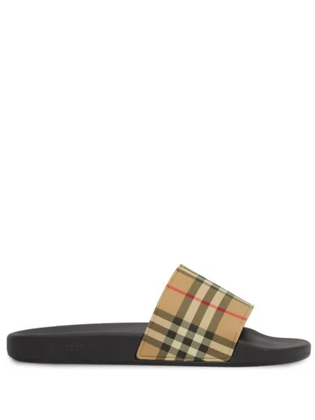 Burberry шлепанцы в клетку Vintage Check, нейтральный цвет