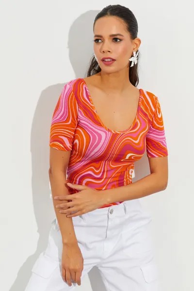 Женская оранжевая блузка с узором LPP1224 Cool & Sexy, разноцветный