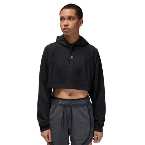 Женская толстовка с капюшоном Jordan Crop Pullover Fleece Black-Stealth DQ4390-010