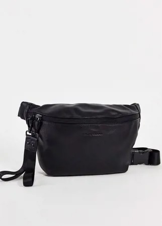 Черная кожаная сумка-кошелек на пояс Smith & Canova-Черный цвет
