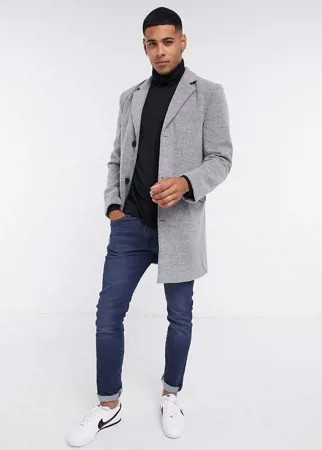 Серое пальто с добавлением шерсти Another Influence-Серый