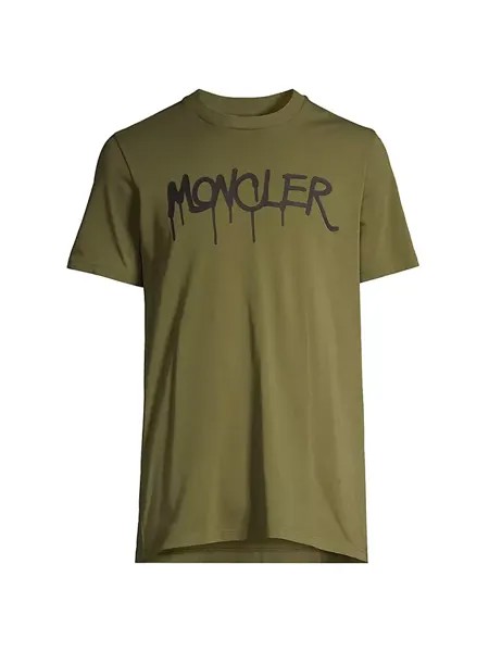 Moncler Мужская футболка с логотипом Moncler, цвет light bronze green