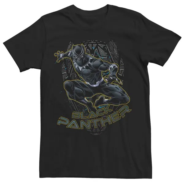 Мужская футболка Black Panther с золотой отделкой Pounce Marvel