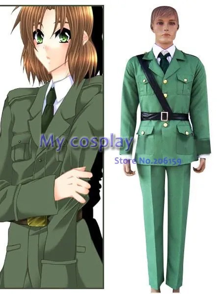 Зеленый высококачественный костюм для косплея Hetalia Axis Powers из Литвы, зеленая униформа, мужской костюм, костюм, армейский костюм на Хэллоуин