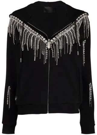 Philipp Plein худи на молнии с бахромой из кристаллов
