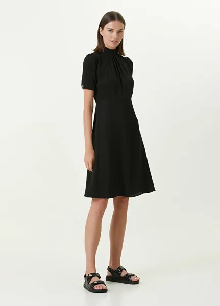 Черное шелковое платье миди с жаккардовым принтом и логотипом Givenchy