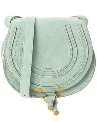Маленькая замшевая женская сумка-седло Chloé Marcie, зеленая