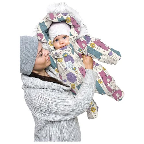 Комбинезон трансформер детский для новорожденных зимний. MaLeK BaBy. Удивительные звери, арт. 163ШМ/2 (74 см)