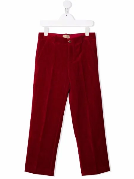 Gucci Kids бархатные брюки прямого кроя