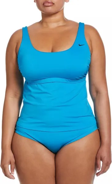 Женская майка-танкини больших размеров Nike Essential с овальным вырезом, синий