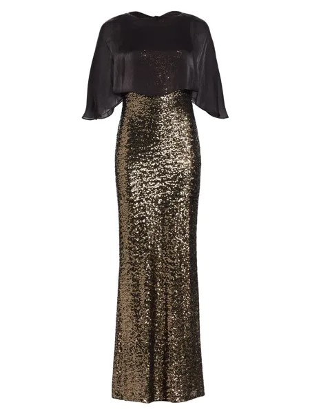 Платье-накидка с пайетками Badgley Mischka, черный