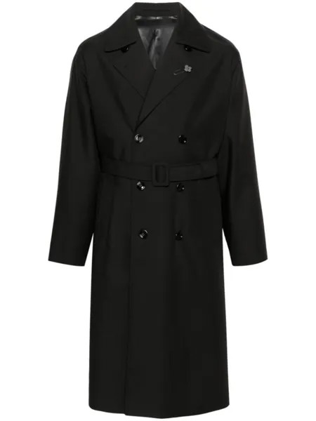 Lardini двубортный тренчкот с поясом, черный