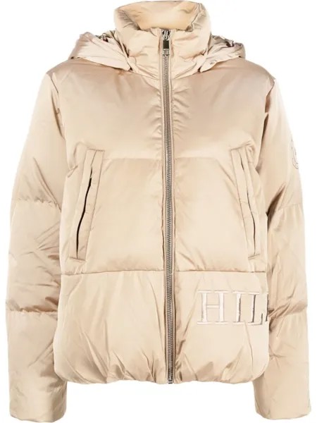 Tommy Hilfiger пуховик с вышитым логотипом, нейтральный цвет