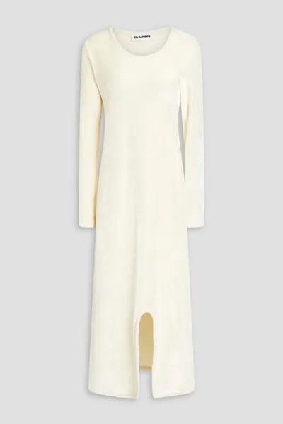 Бархатное платье миди Jil Sander, слоновая кость