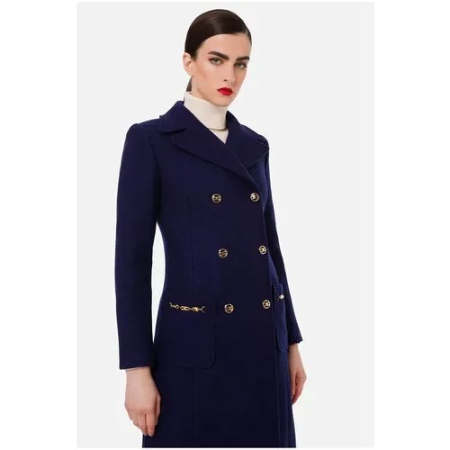 Пальто  Elisabetta Franchi демисезонное, силуэт прилегающий, размер 42IT, синий