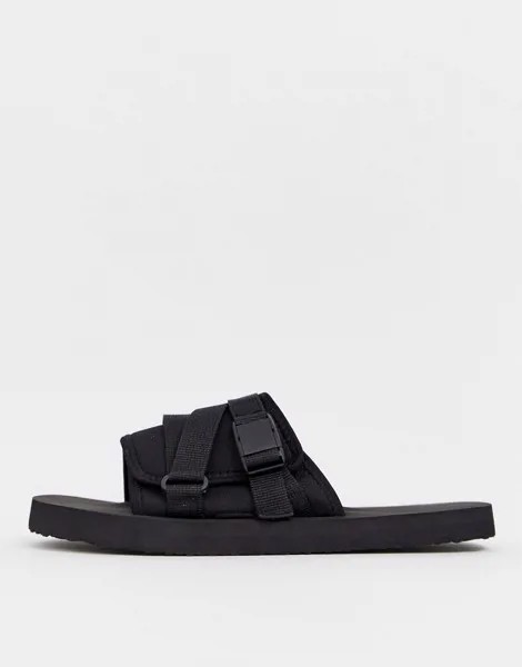 Черные шлепанцы ASOS DESIGN-Черный