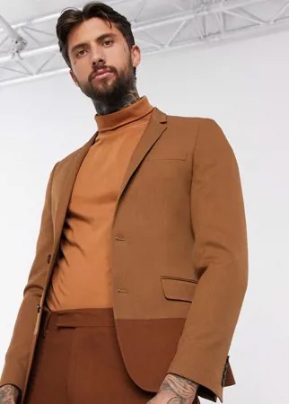 Приталенный пиджак ASOS DESIGN-Бежевый